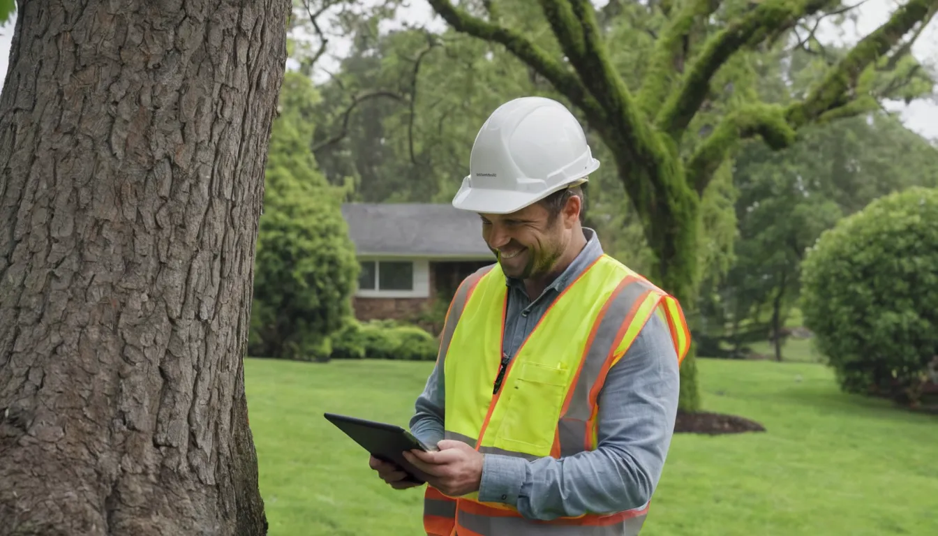 A provider checks a tree trunk for a customer in the Cincinnati area